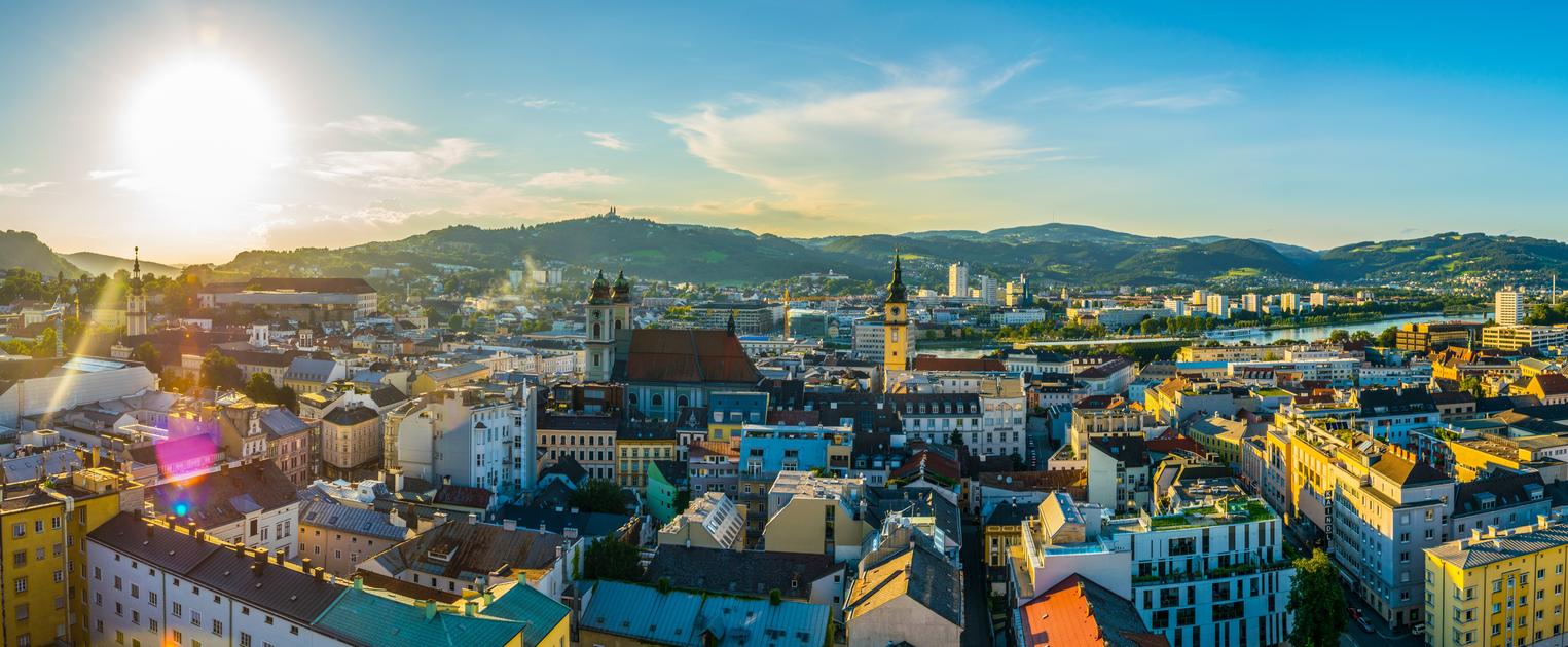 Linz Blick über Stadt nach Norden